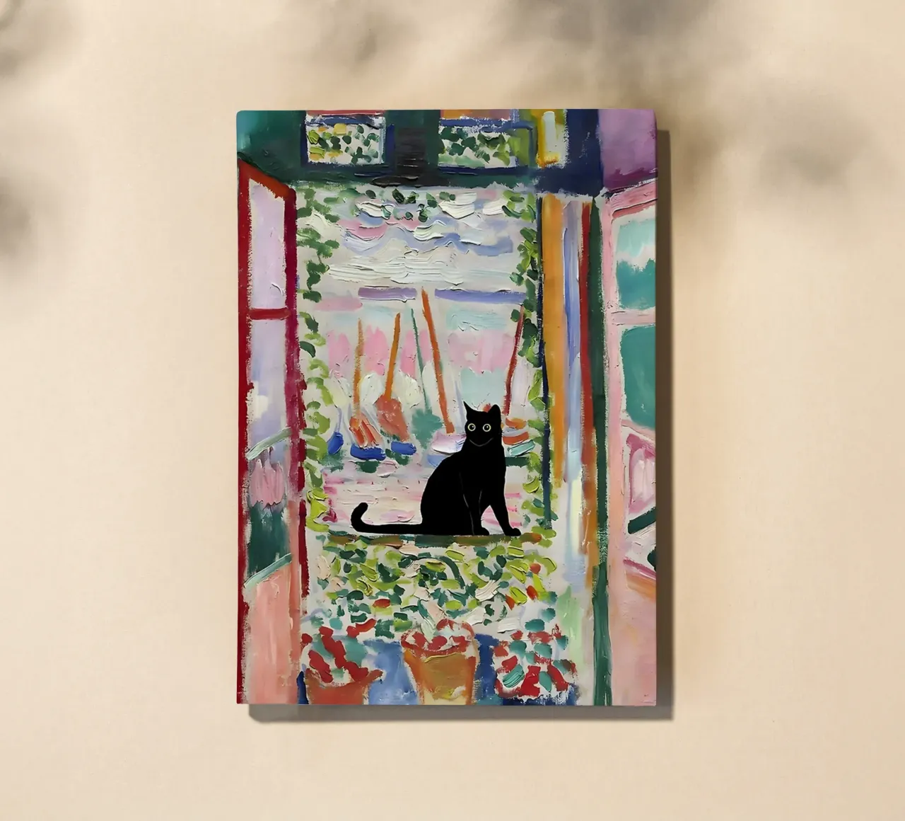 Cat Print Matisse Open Window notebook by MinaHome
