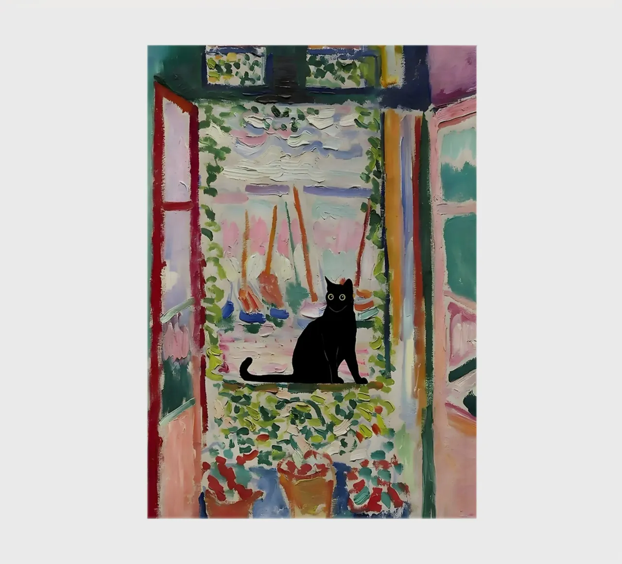 Cat Print Matisse Open Window notebook by MinaHome