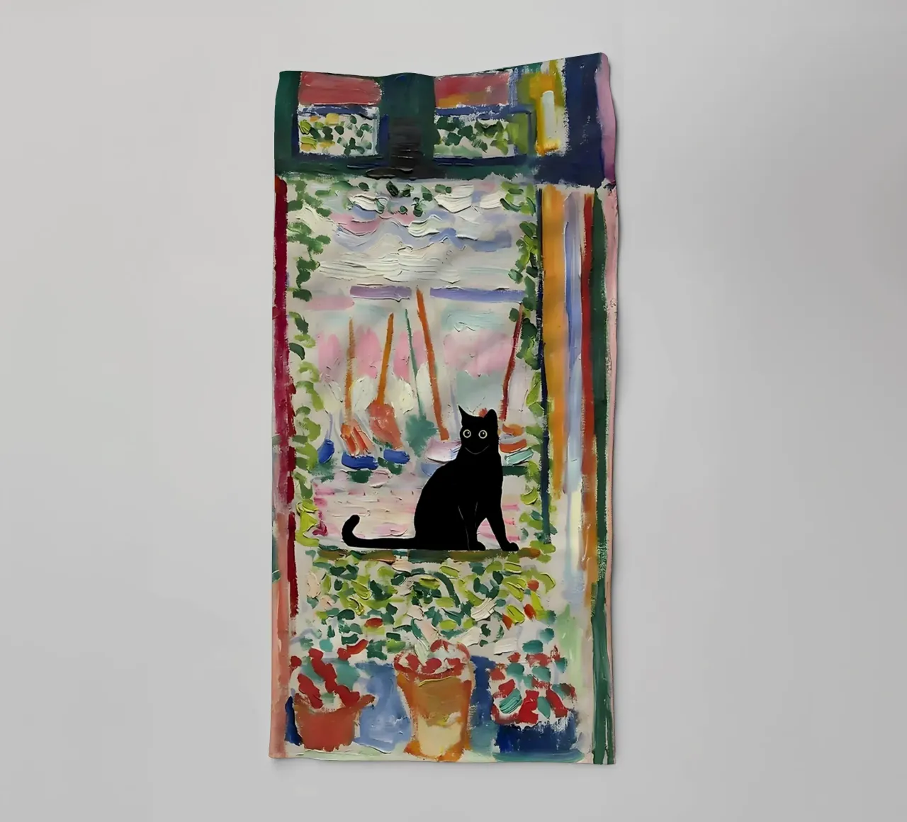 Cat Print Matisse Open Window towel by MinaHome