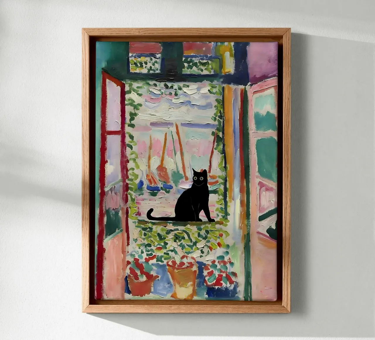 Cat Print Matisse Open Window canvas by MinaHome