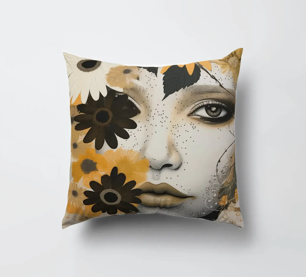 Donna con fiori cuscino da Imagine