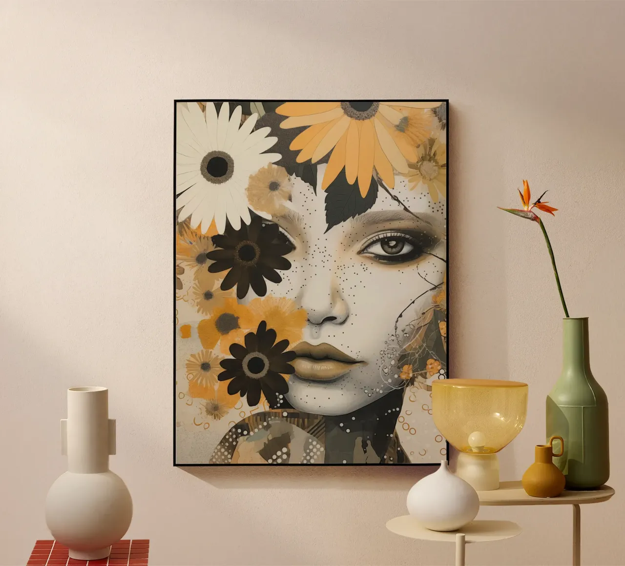 Donna con fiori plexiglass da Imagine