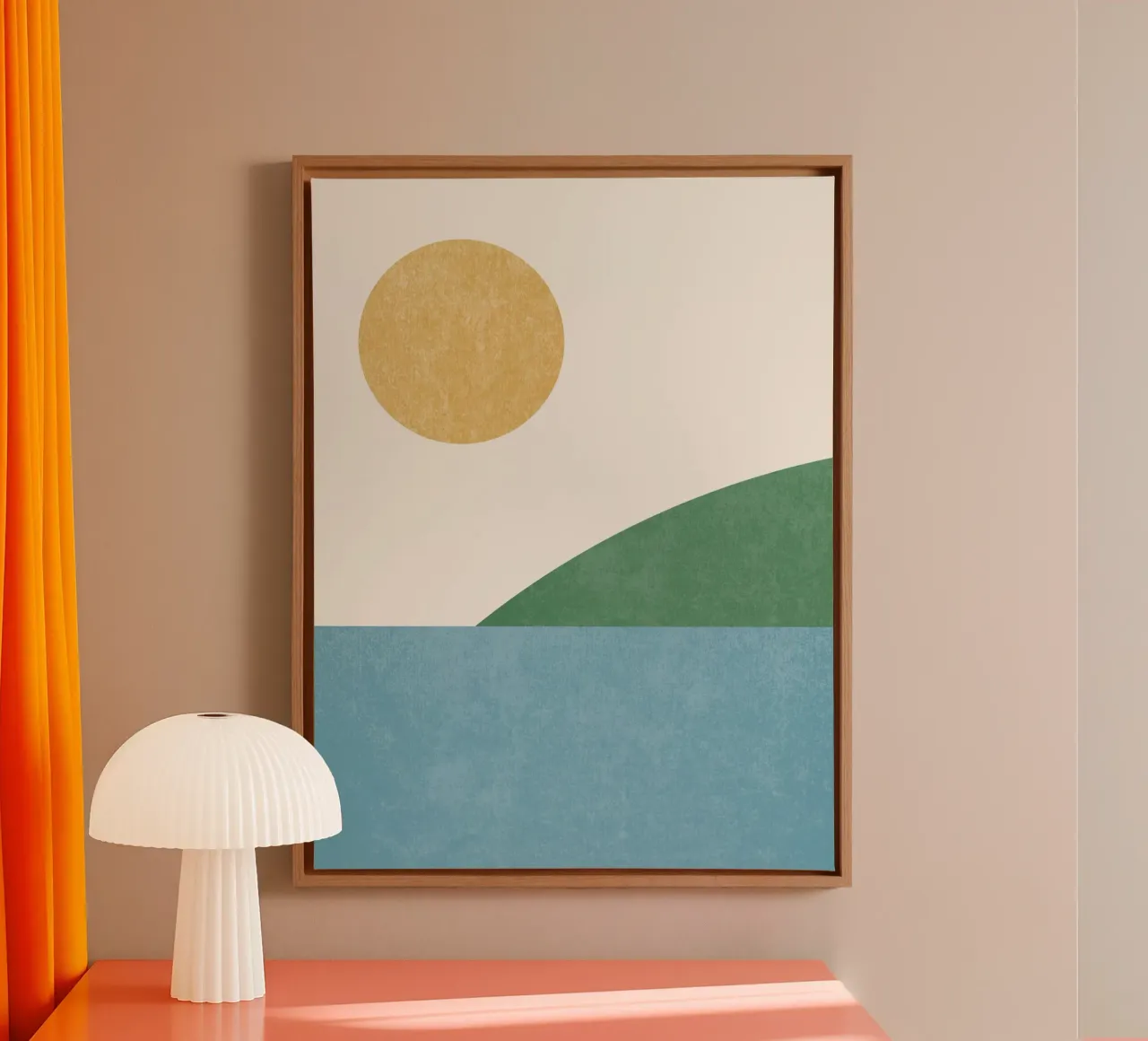 Zonnig abstract landschap canvas met Baklijst van MoonlightPrint