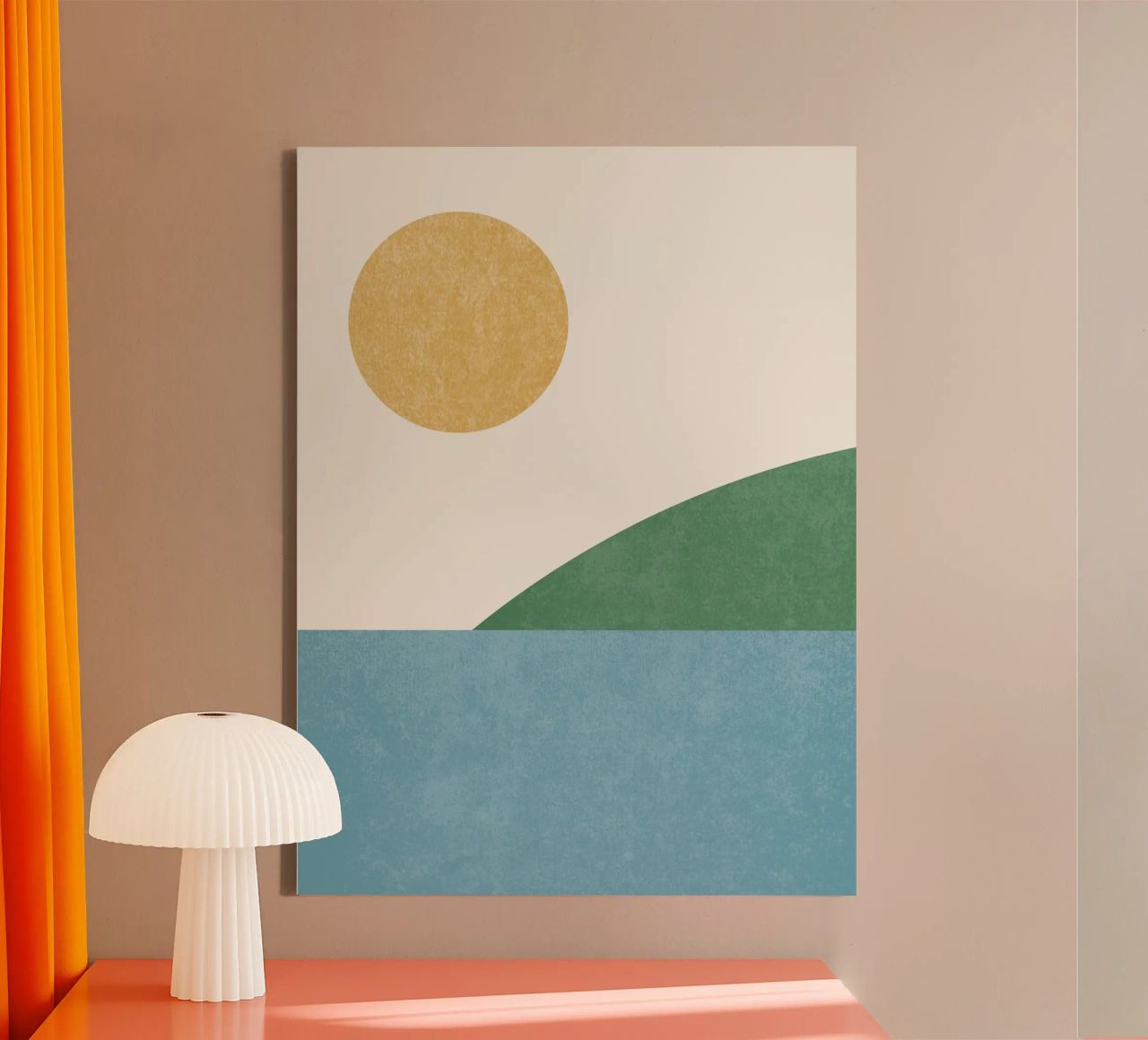 Sonnige abstrakte Landschaft Leinwand von MoonlightPrint