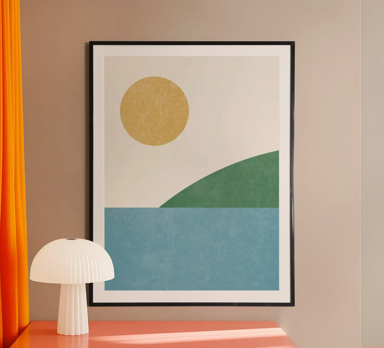 Paesaggio astratto e soleggiato poster con telaio in plastica da MoonlightPrint