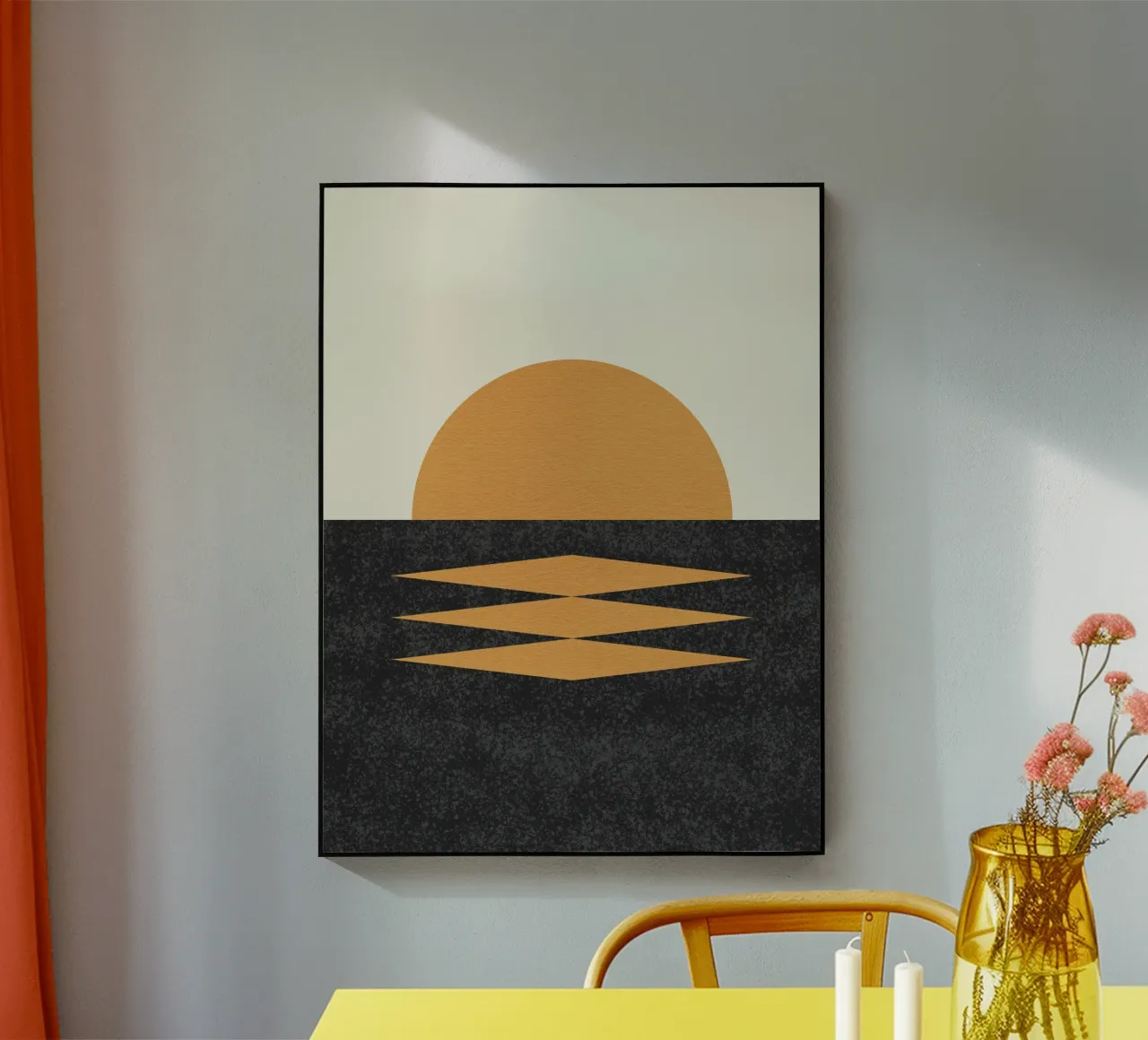 Tramonto geometrico - Stile metà secolo plexiglass da MoonlightPrint