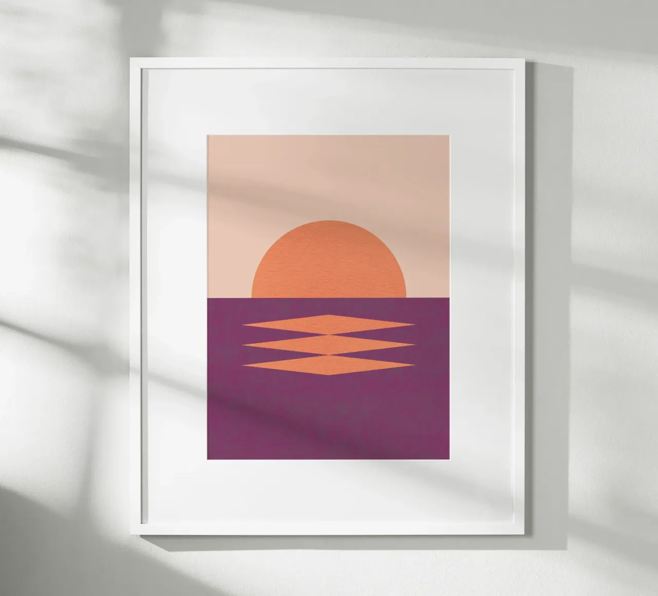 Geometrico rosa tramonto - Stile medio secolo poster con telaio in legno da MoonlightPrint