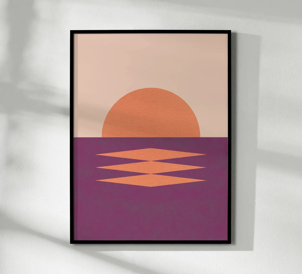 Geometrico rosa tramonto - Stile medio secolo poster con telaio in legno da MoonlightPrint