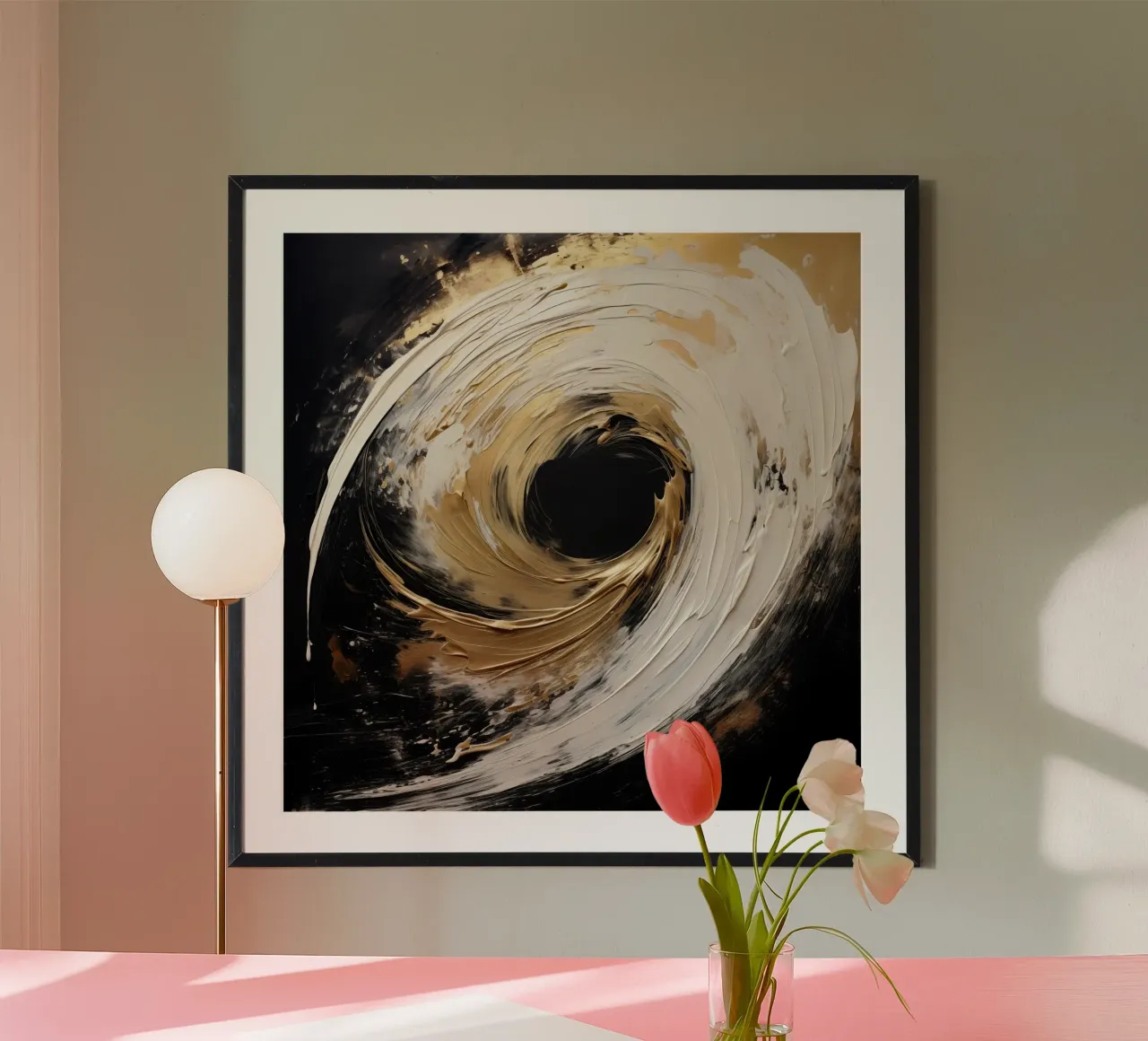 Cerchio astratto con accenti dorati poster da Imagine