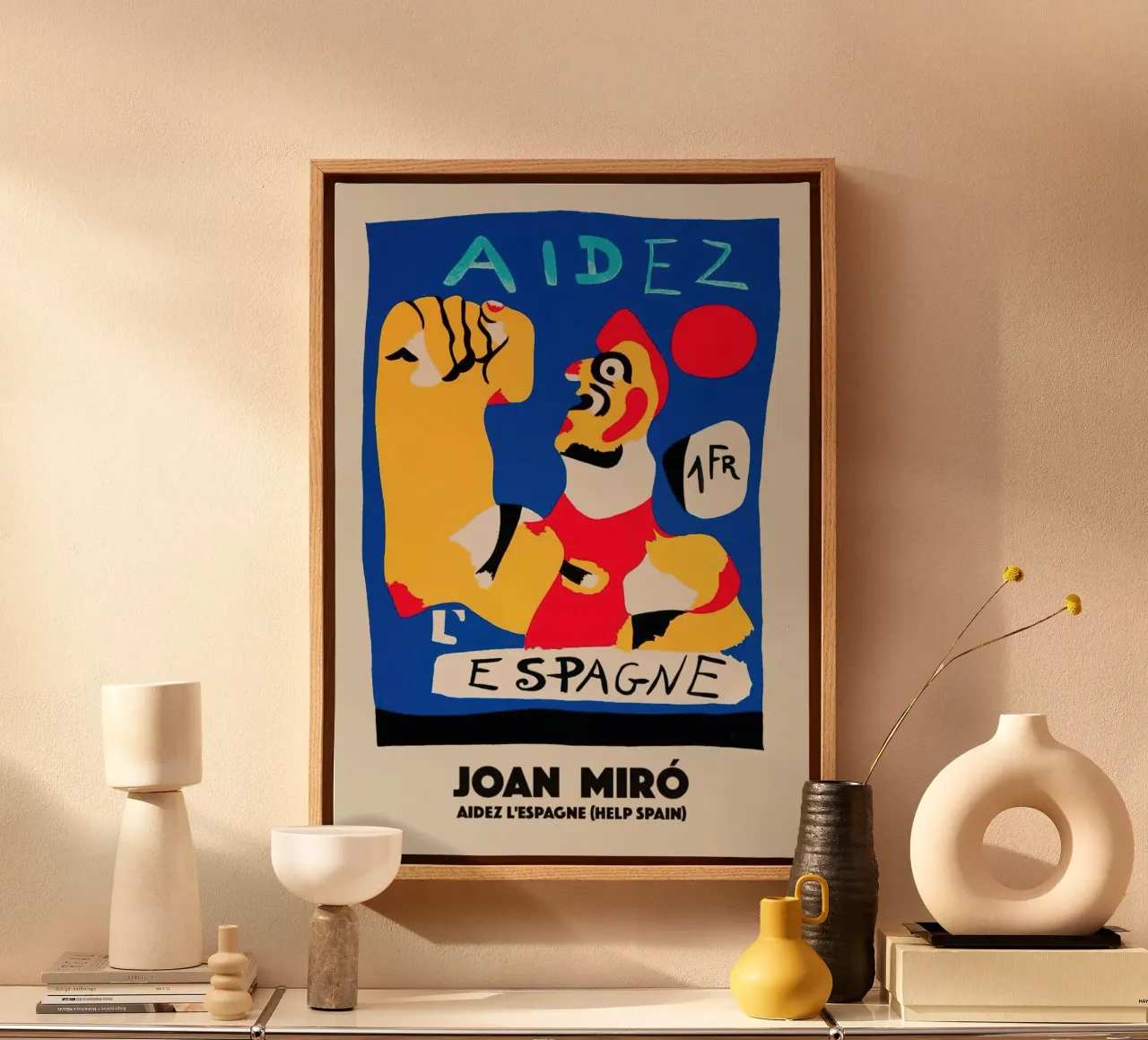 Joan Miro Kunst Aidez canvas met Baklijst van phillipp veisenberg