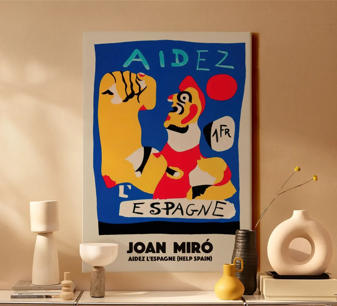 Joan Miro Kunst Aidez canvas met Baklijst van phillipp veisenberg
