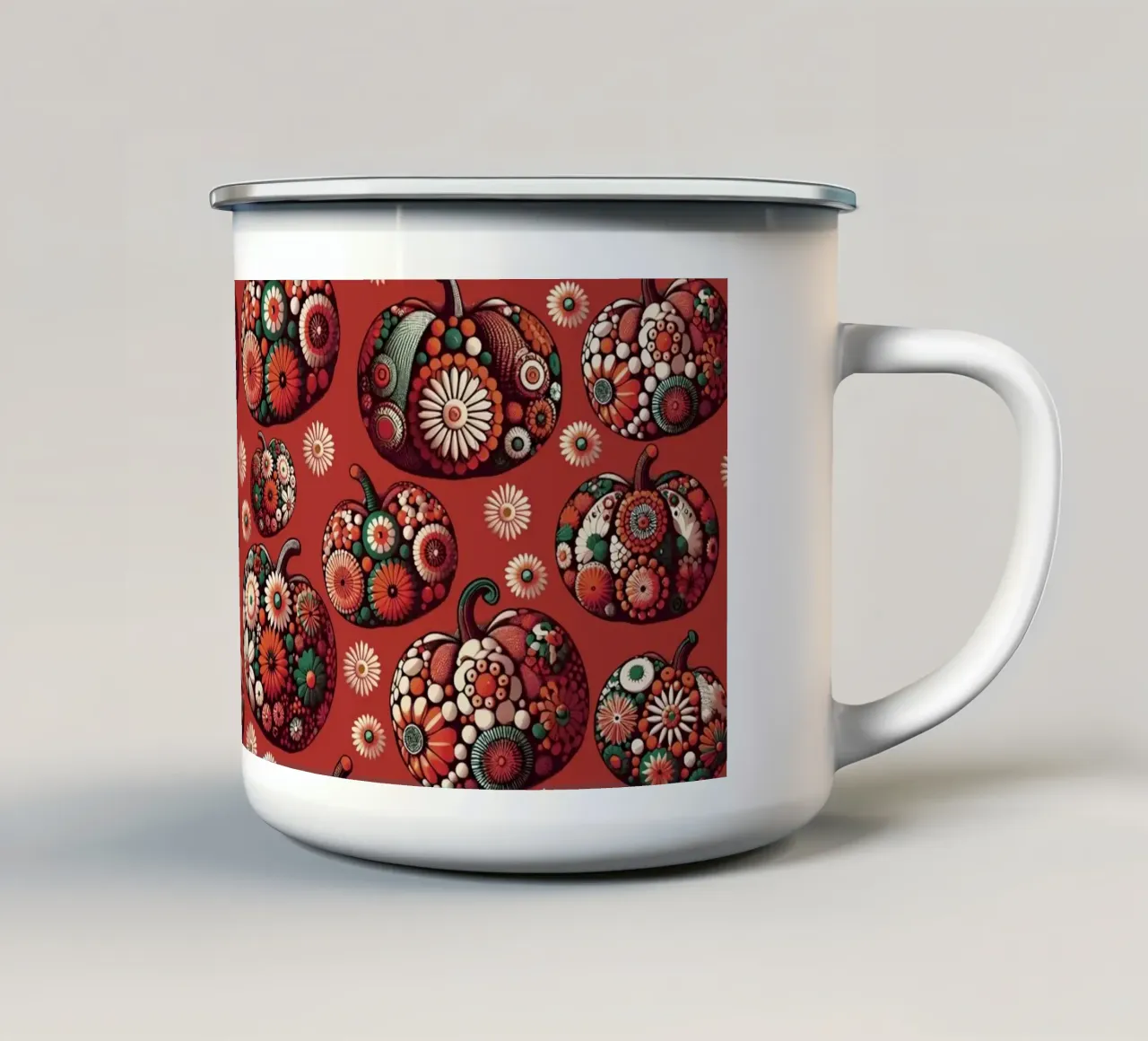 Zucche floreali rosse tazza in smalto da SilverPegasus