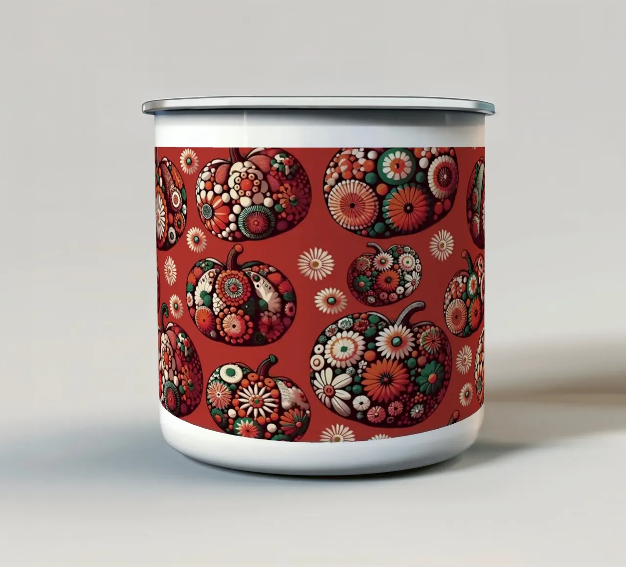 Zucche floreali rosse tazza in smalto da SilverPegasus