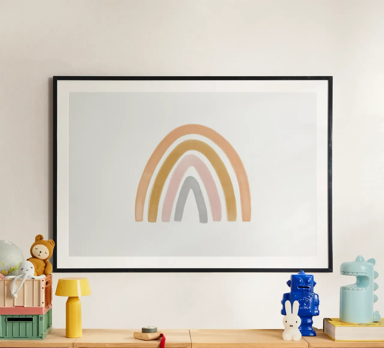 Arcobaleno dai toni caldi - paesaggio poster con telaio in alluminio da NouveauPrints