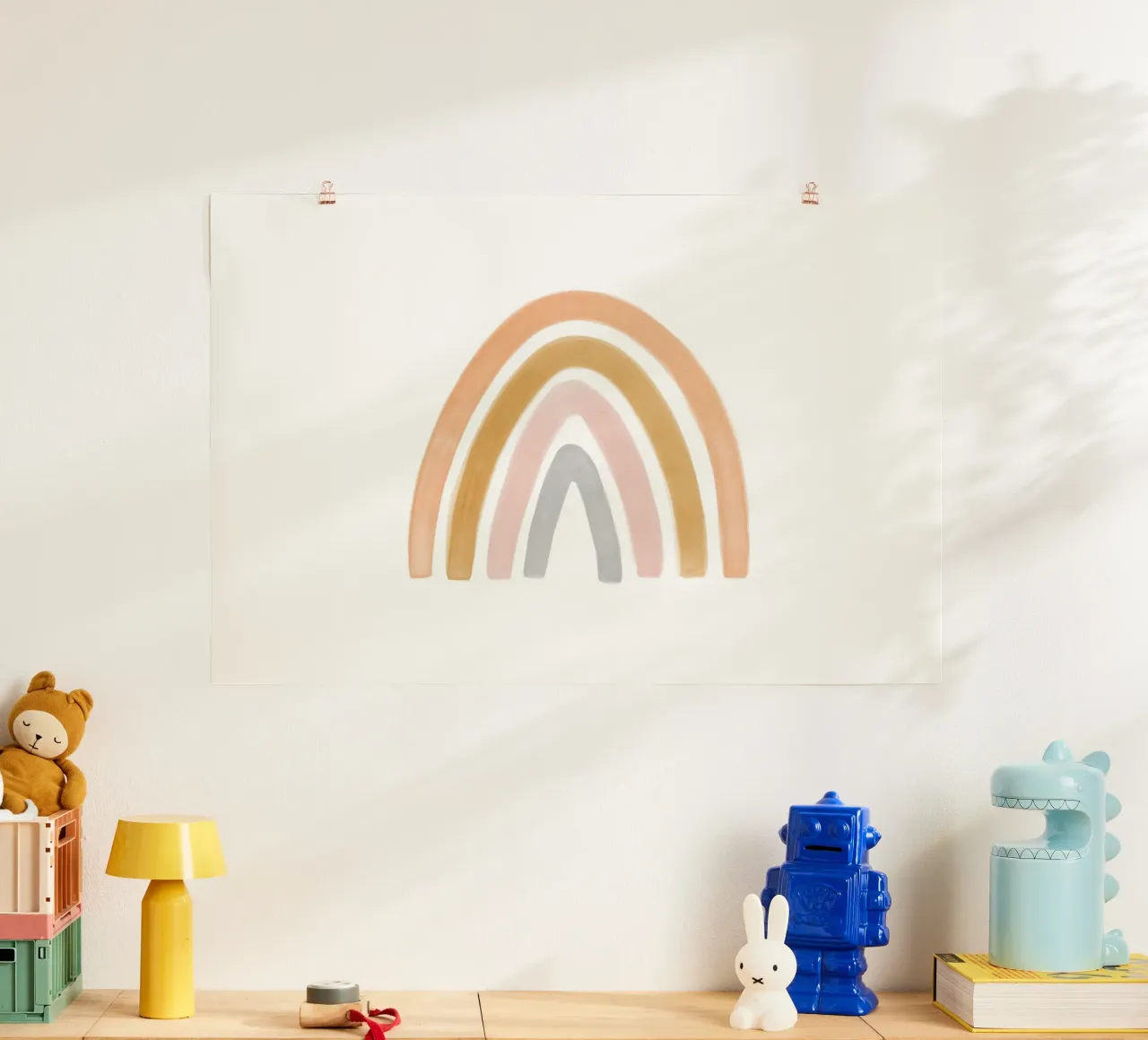 Arcobaleno dai toni caldi - paesaggio poster con telaio in alluminio da NouveauPrints