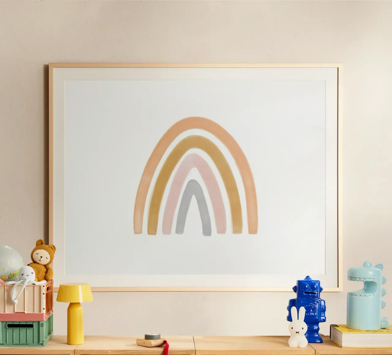 Arcobaleno dai toni caldi - paesaggio poster con telaio in alluminio da NouveauPrints