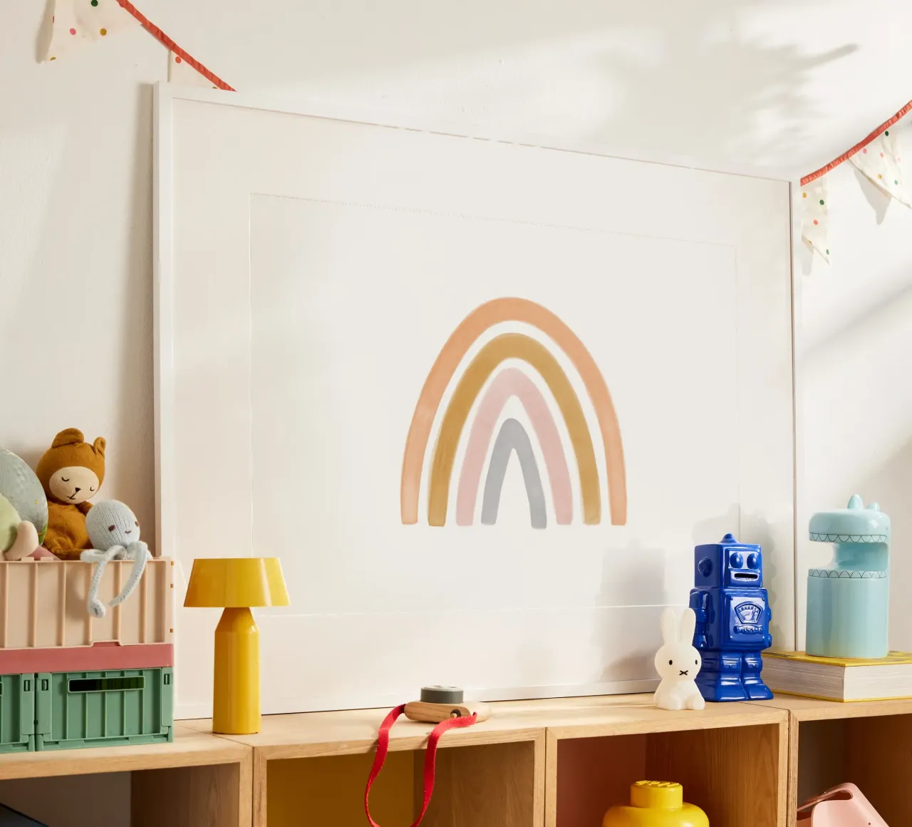 Arcobaleno dai toni caldi - paesaggio poster con telaio in alluminio da NouveauPrints