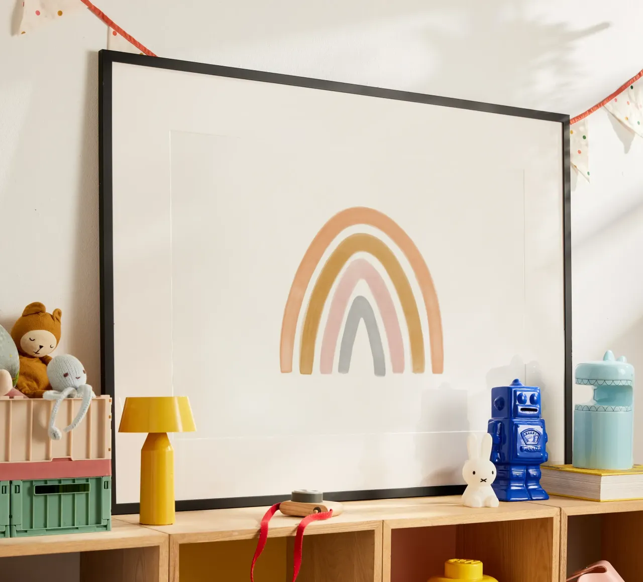 Arcobaleno dai toni caldi - paesaggio poster con telaio in alluminio da NouveauPrints