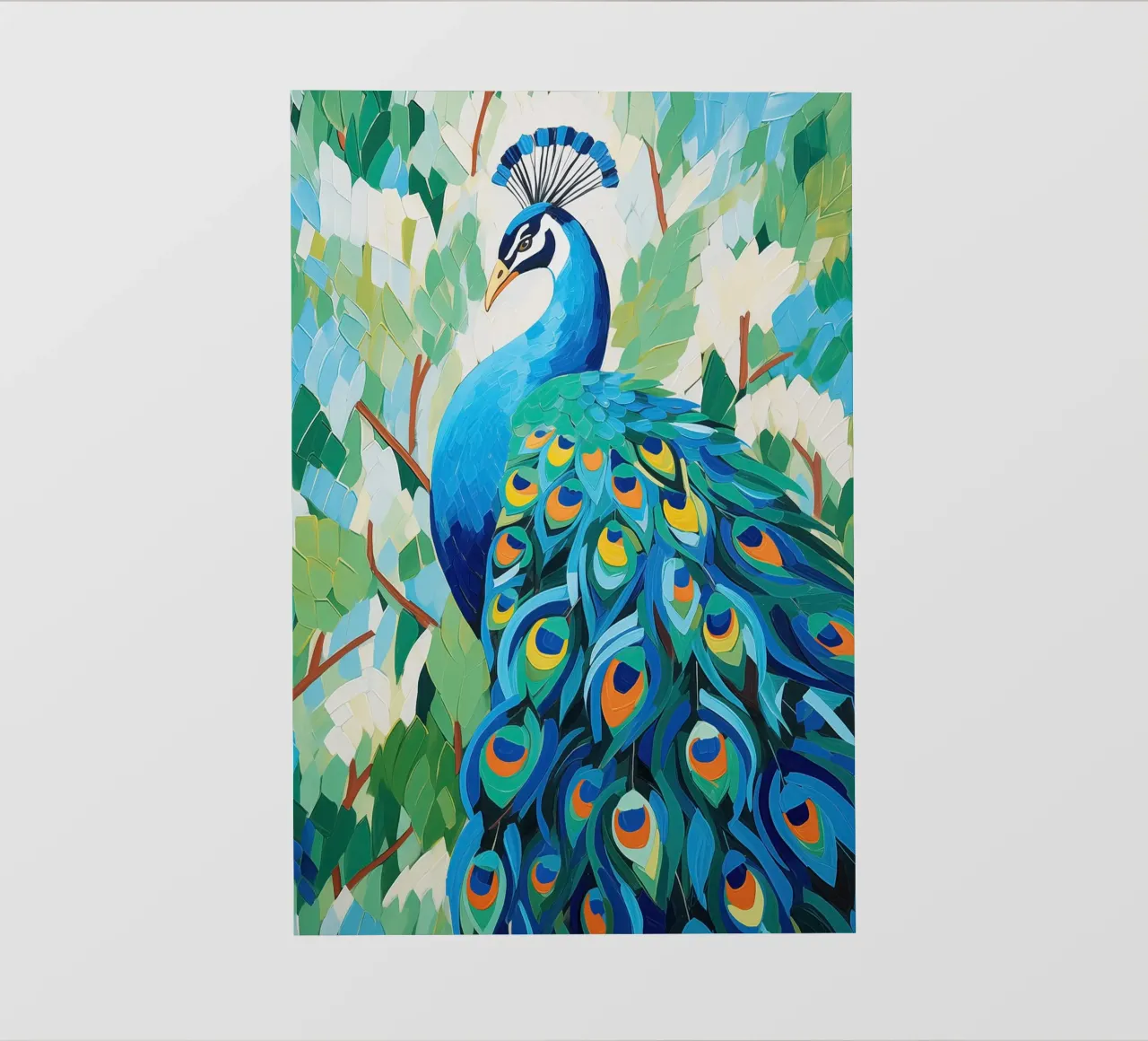 Pavone nei colori blu telo in pvc da Imagine