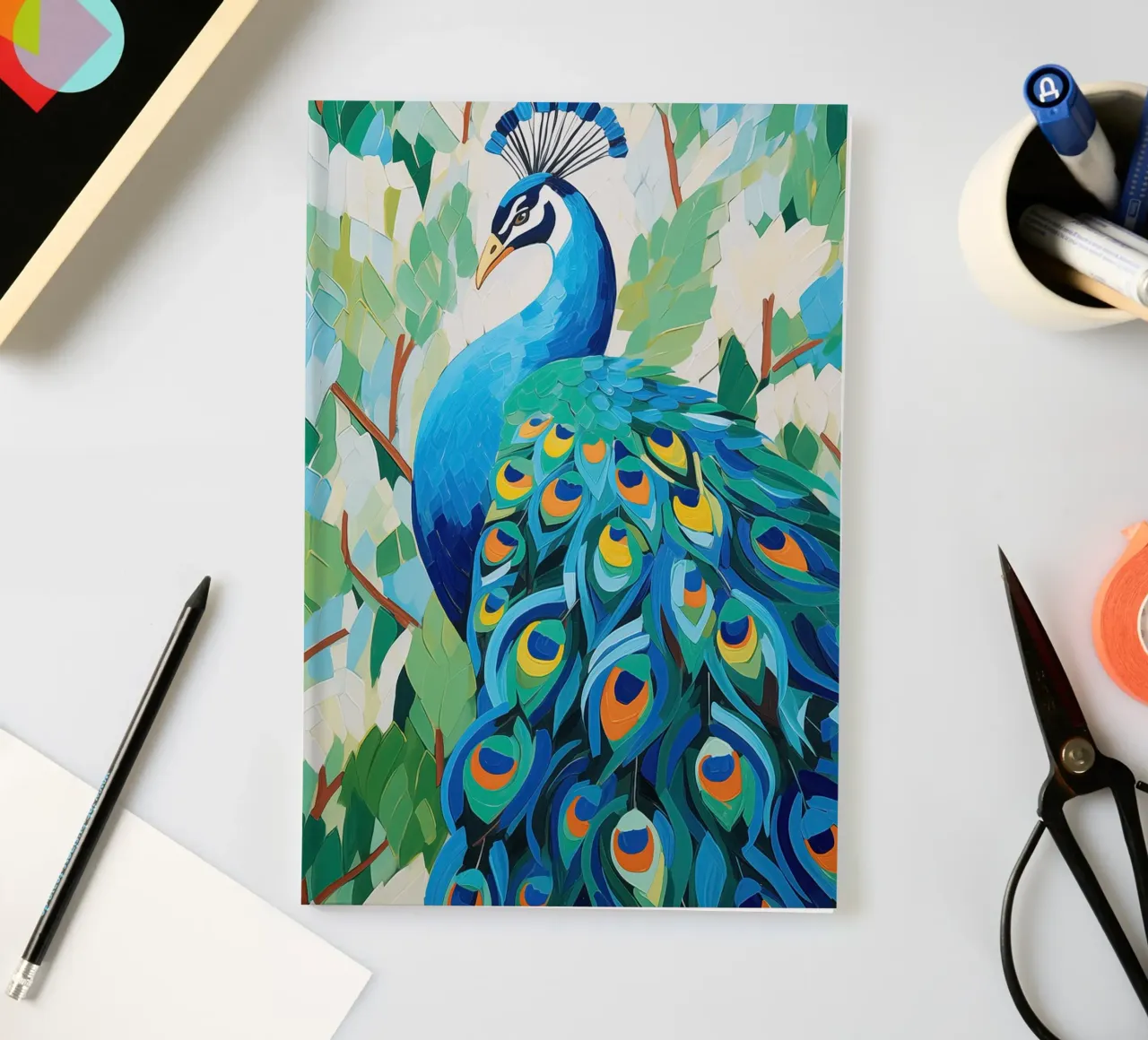 Peacock in blue colours notebook by Imagine