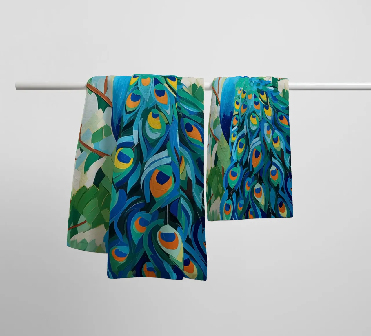 Pavone nei colori blu asciugamano da bagno da Imagine