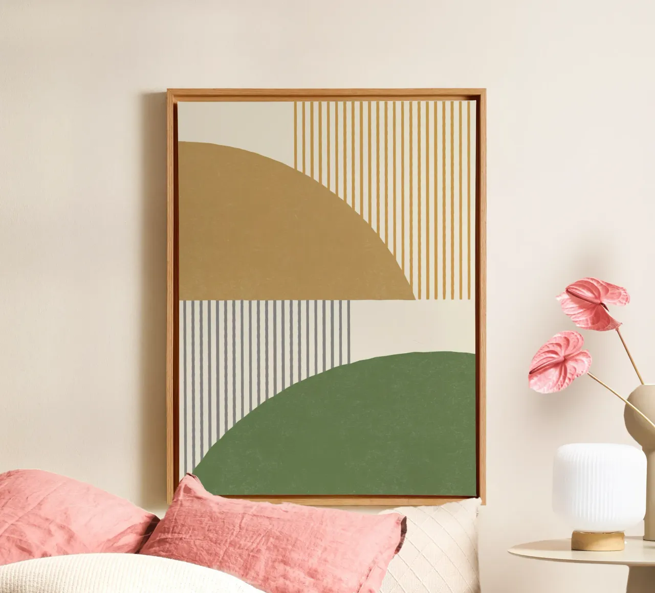 Linee del quarto di cerchio - Oro grigio tela con Cornice a cassetta da MoonlightPrint