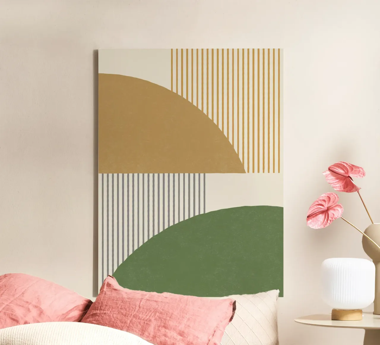 Linee del quarto di cerchio - Oro grigio tela con Cornice a cassetta da MoonlightPrint