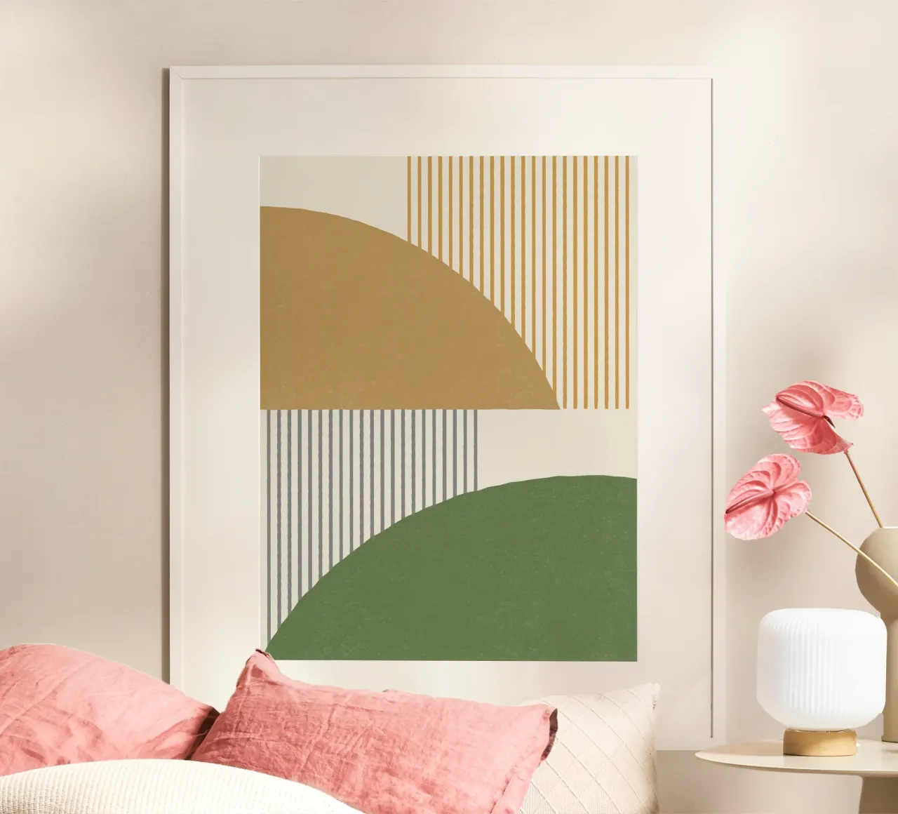 Quarter Circle Lines - Gray Gold poster de MoonlightPrint