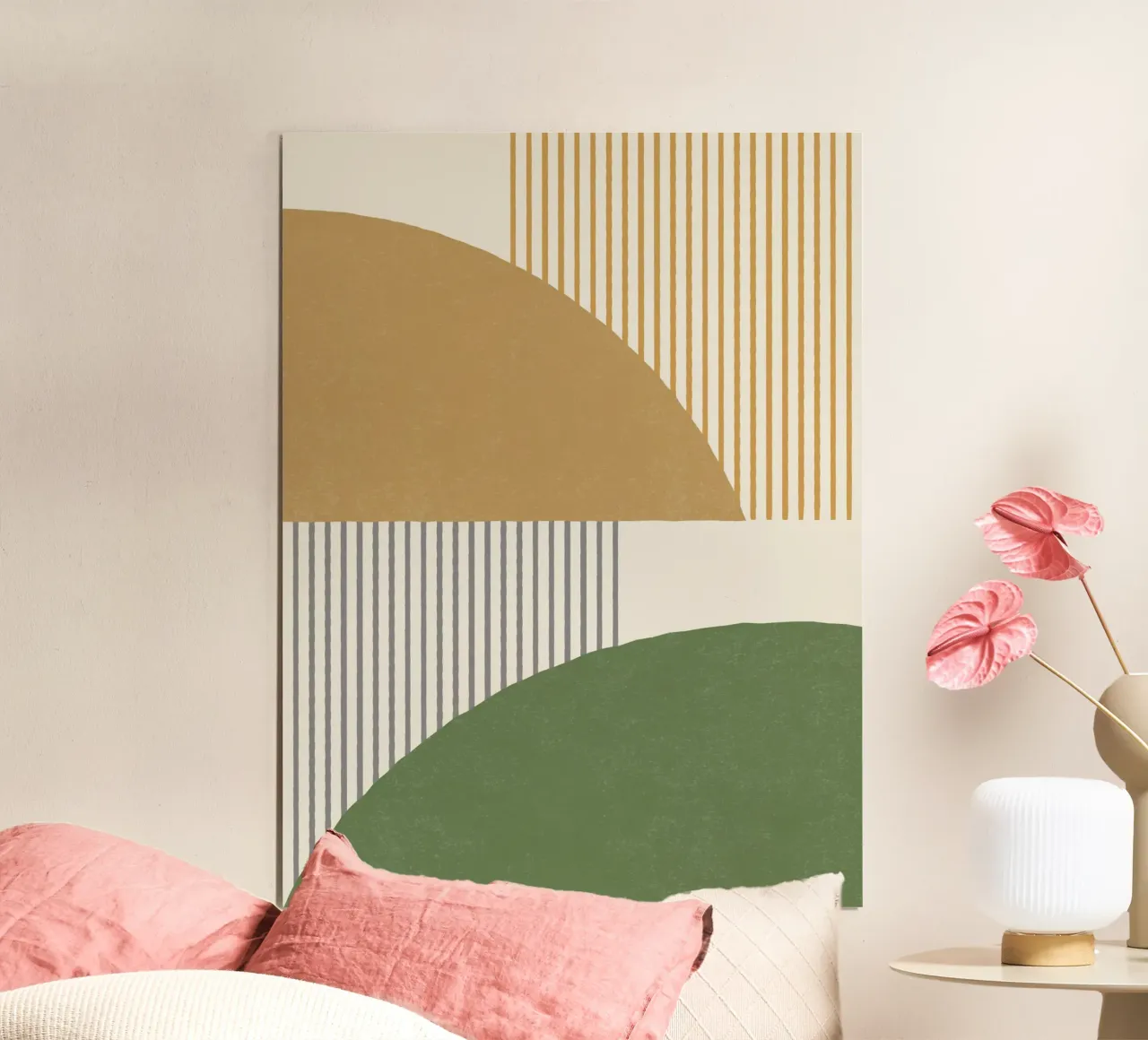 Quarter Circle Lines - Gray Gold poster de MoonlightPrint