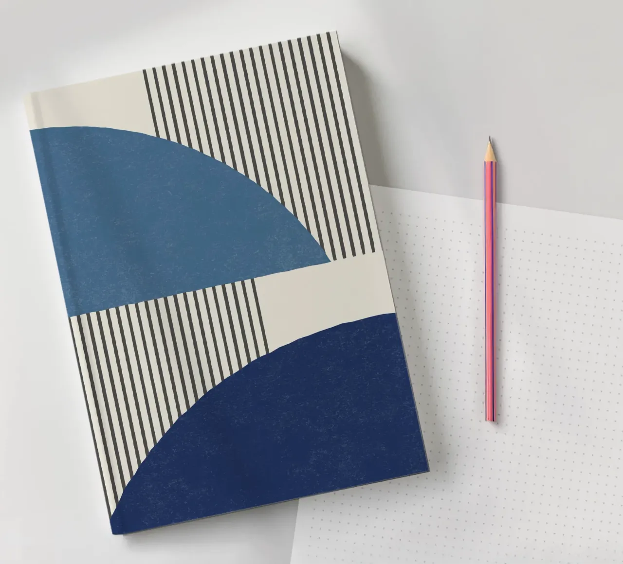 Quarter Circle Lines - Gray Gold notebook by MoonlightPrint