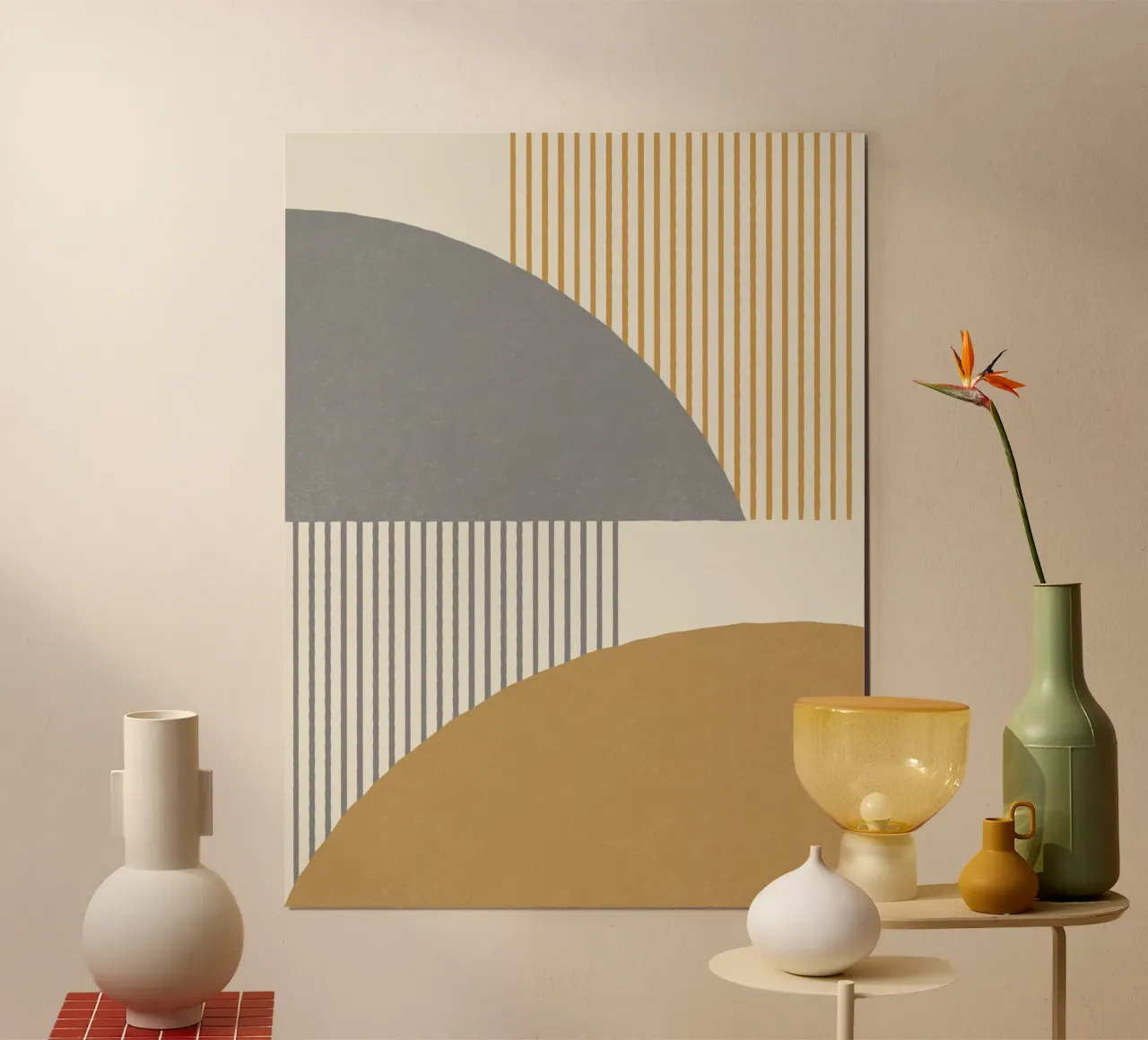 Linee del quarto di cerchio - Oro grigio carta hahnemühle da MoonlightPrint