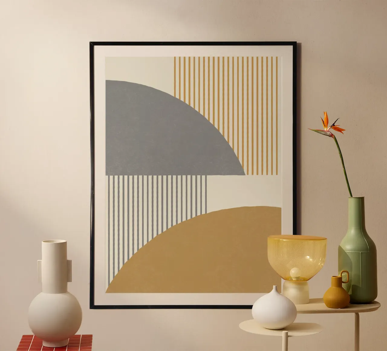Linee del quarto di cerchio - Oro grigio carta hahnemühle da MoonlightPrint
