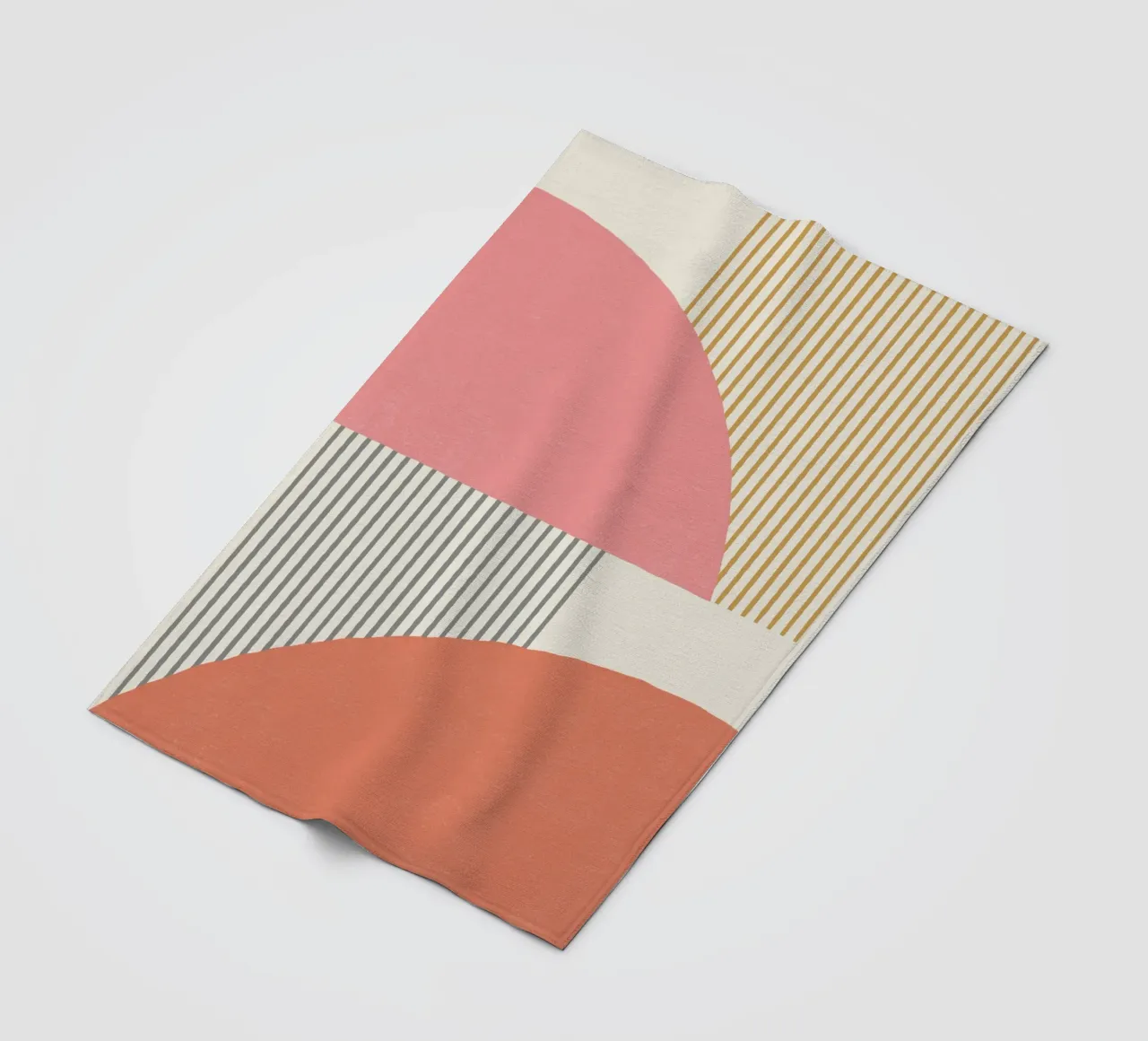 Quarter Circle Lines - Gray Gold fleece blanket by MoonlightPrint