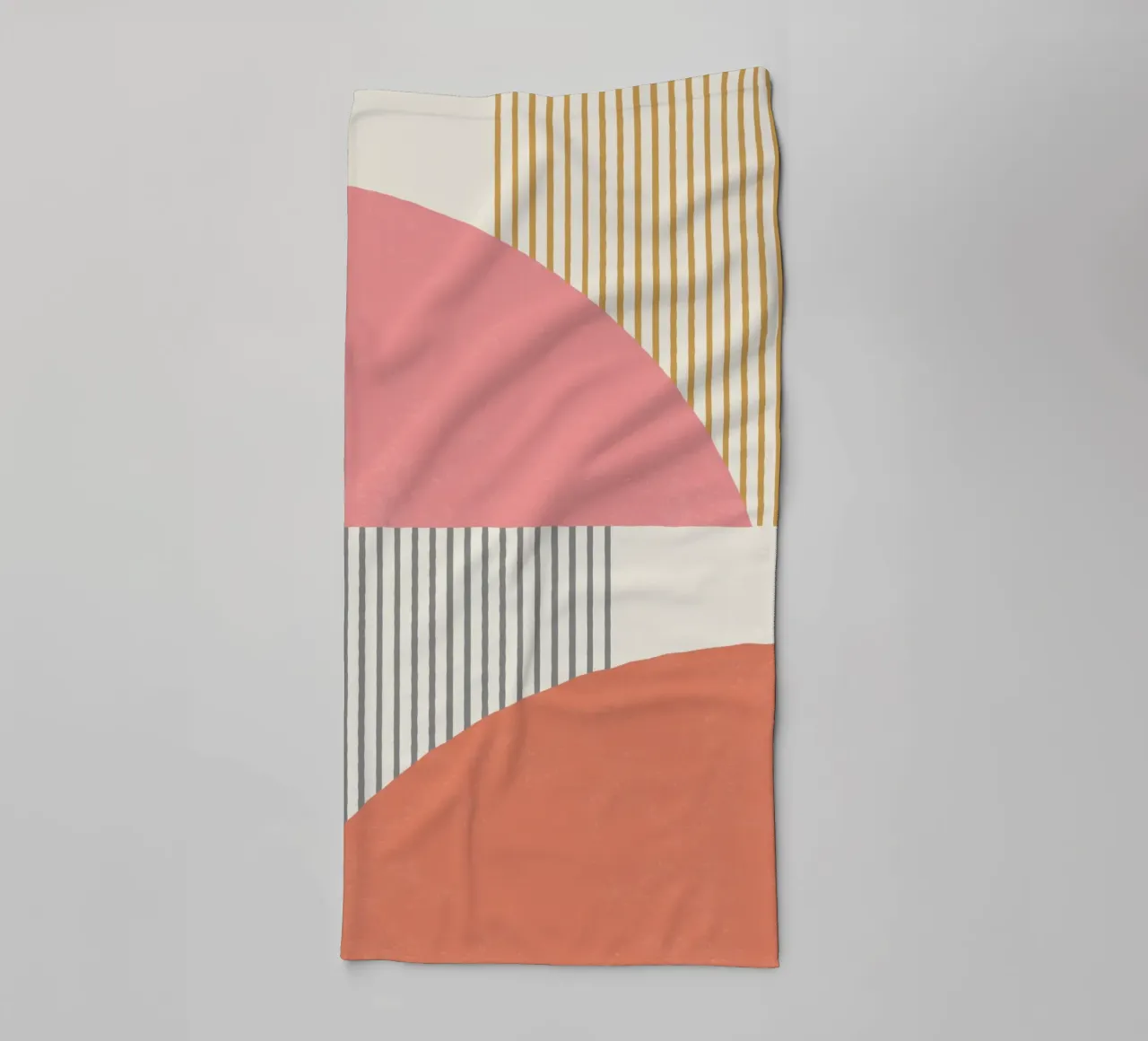 Quarter Circle Lines - Gray Gold towel by MoonlightPrint