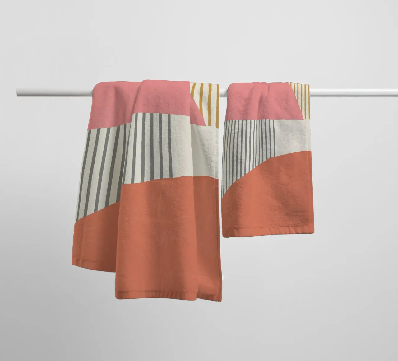 Quarter Circle Lines - Gray Gold towel by MoonlightPrint