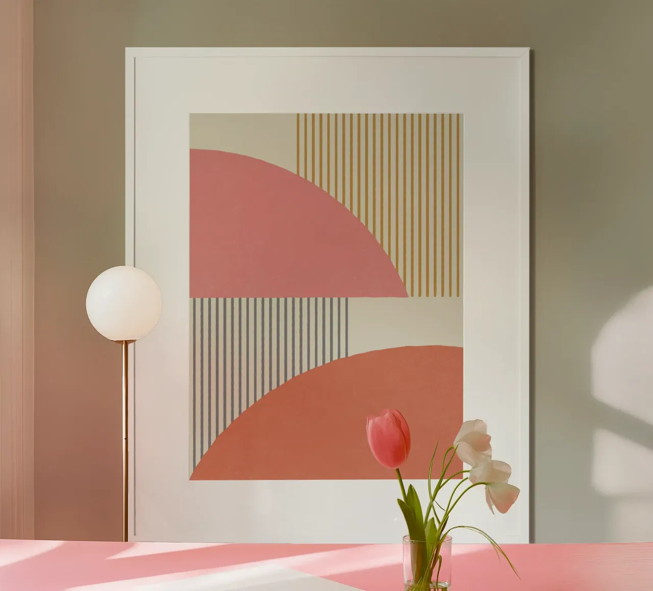 Linee del quarto di cerchio - Oro grigio poster da MoonlightPrint