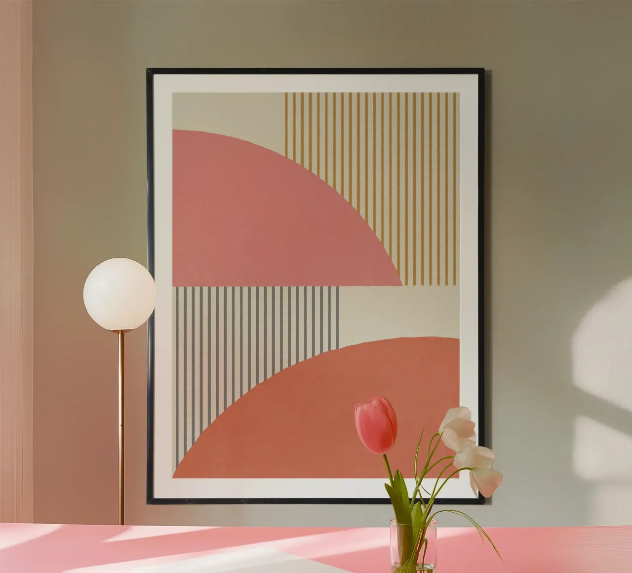 Linee del quarto di cerchio - Oro grigio poster da MoonlightPrint