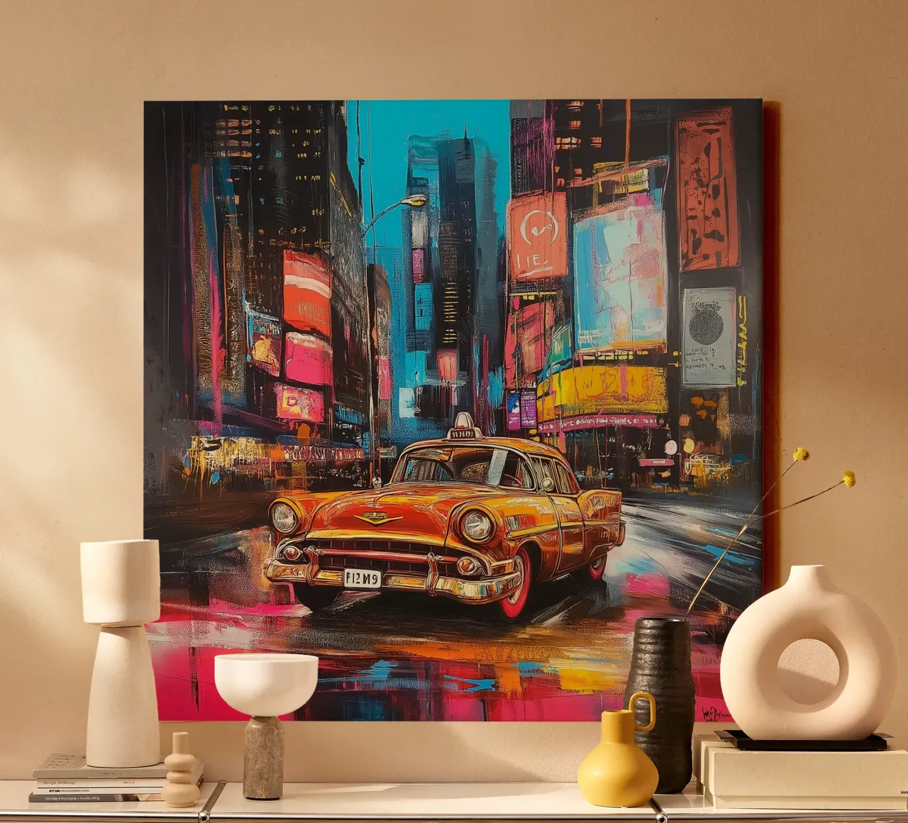 Pop art times square NY (1) tela con Cornice a cassetta da Motivate-Today