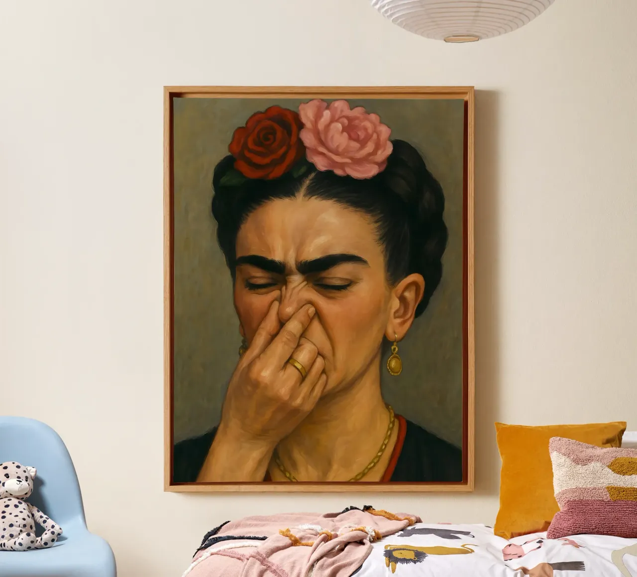 FRIDA KAHLO BAGNO DIVERTENTE tela con Cornice a cassetta da ARTOMATIC