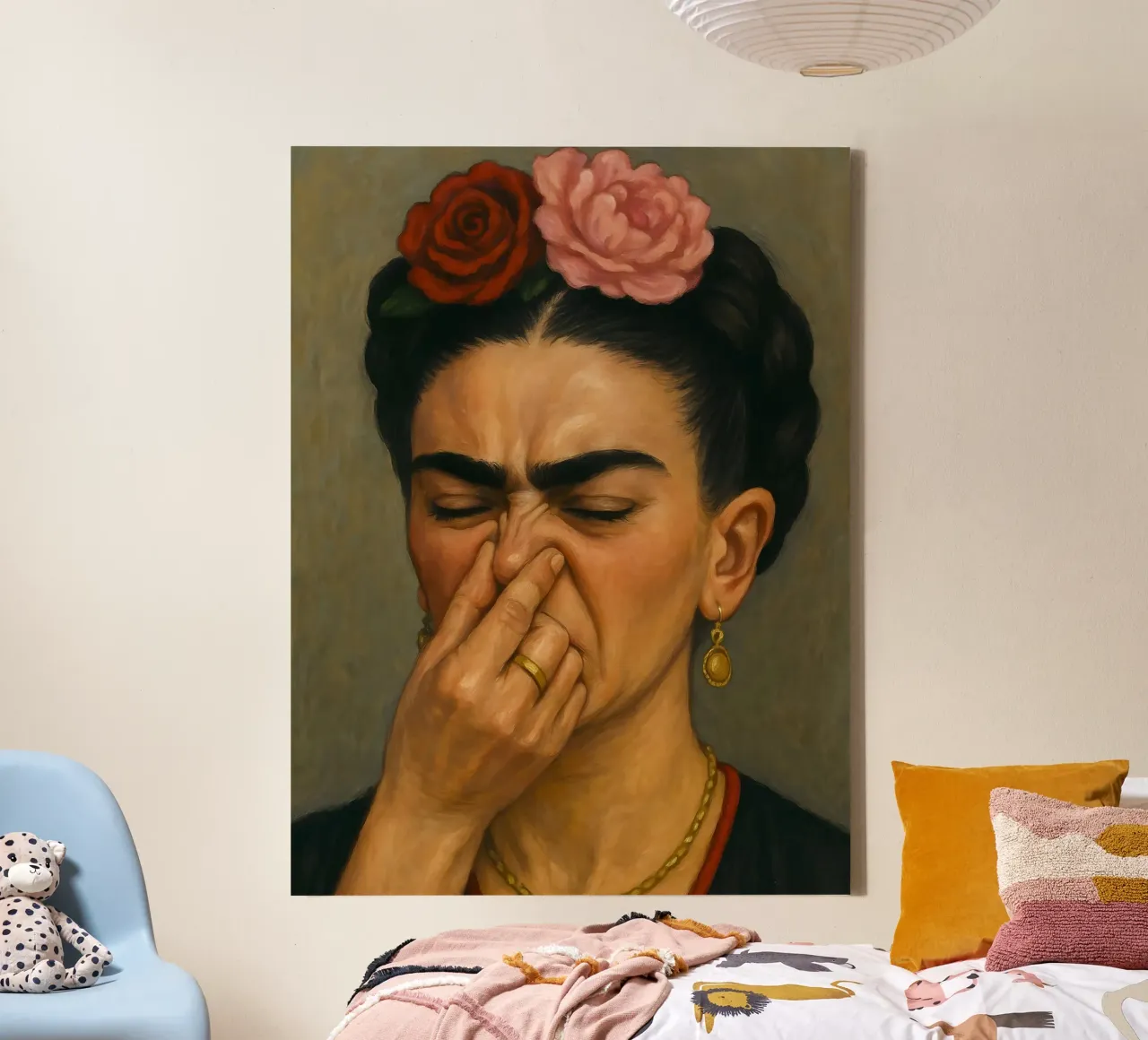 FRIDA KAHLO BAGNO DIVERTENTE tela con Cornice a cassetta da ARTOMATIC