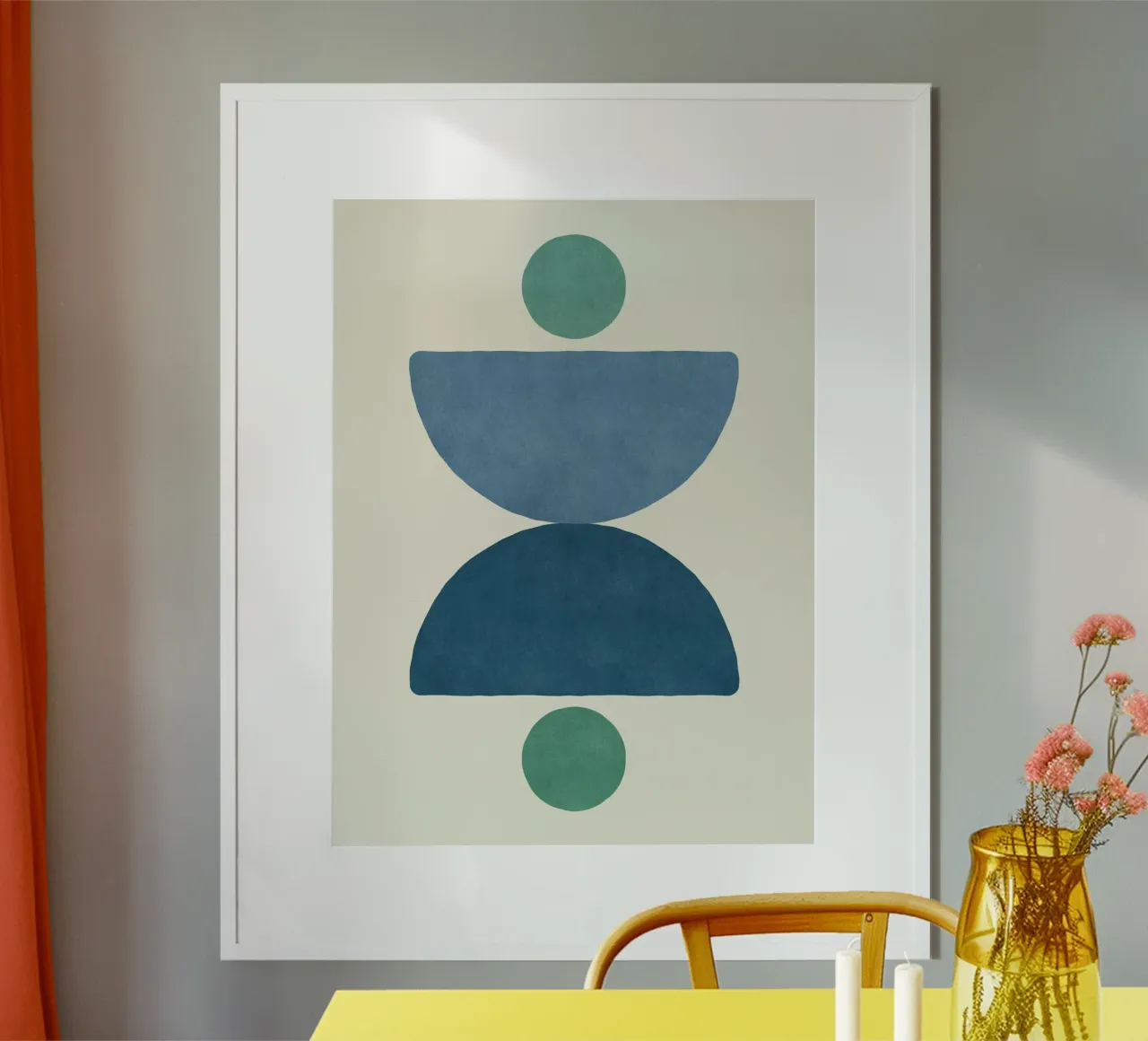 Bilancia a semicerchio - Blu poster con telaio in legno da MoonlightPrint