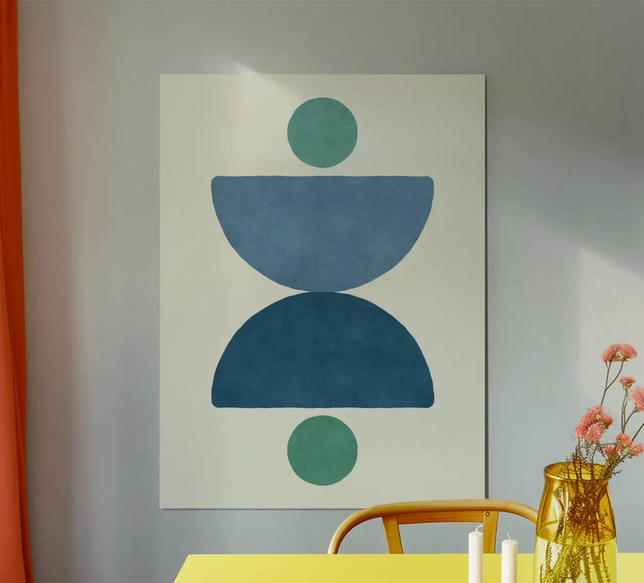 Bilancia a semicerchio - Blu poster con telaio in legno da MoonlightPrint