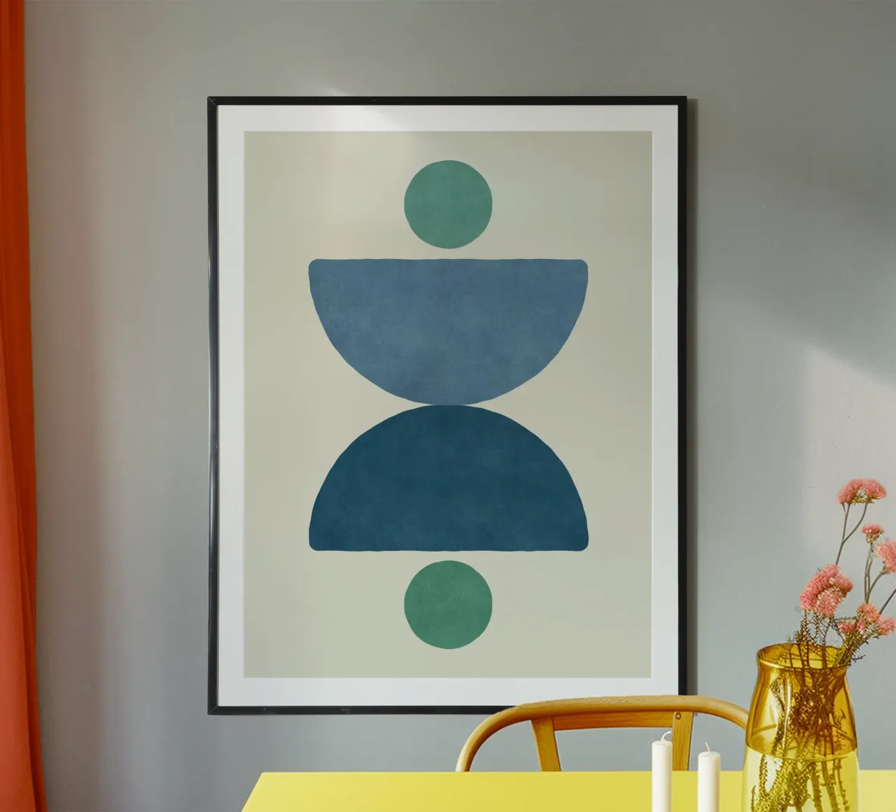 Bilancia a semicerchio - Blu poster con telaio in legno da MoonlightPrint