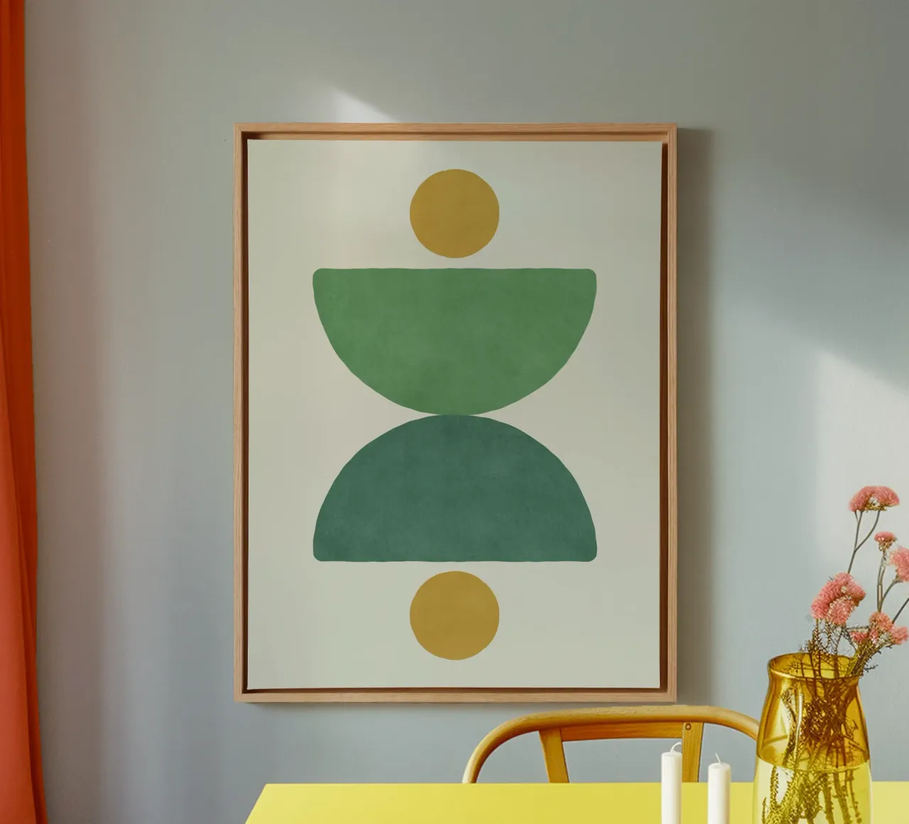 Bilancia a semicerchio - Oro verde tela con Cornice a cassetta da MoonlightPrint