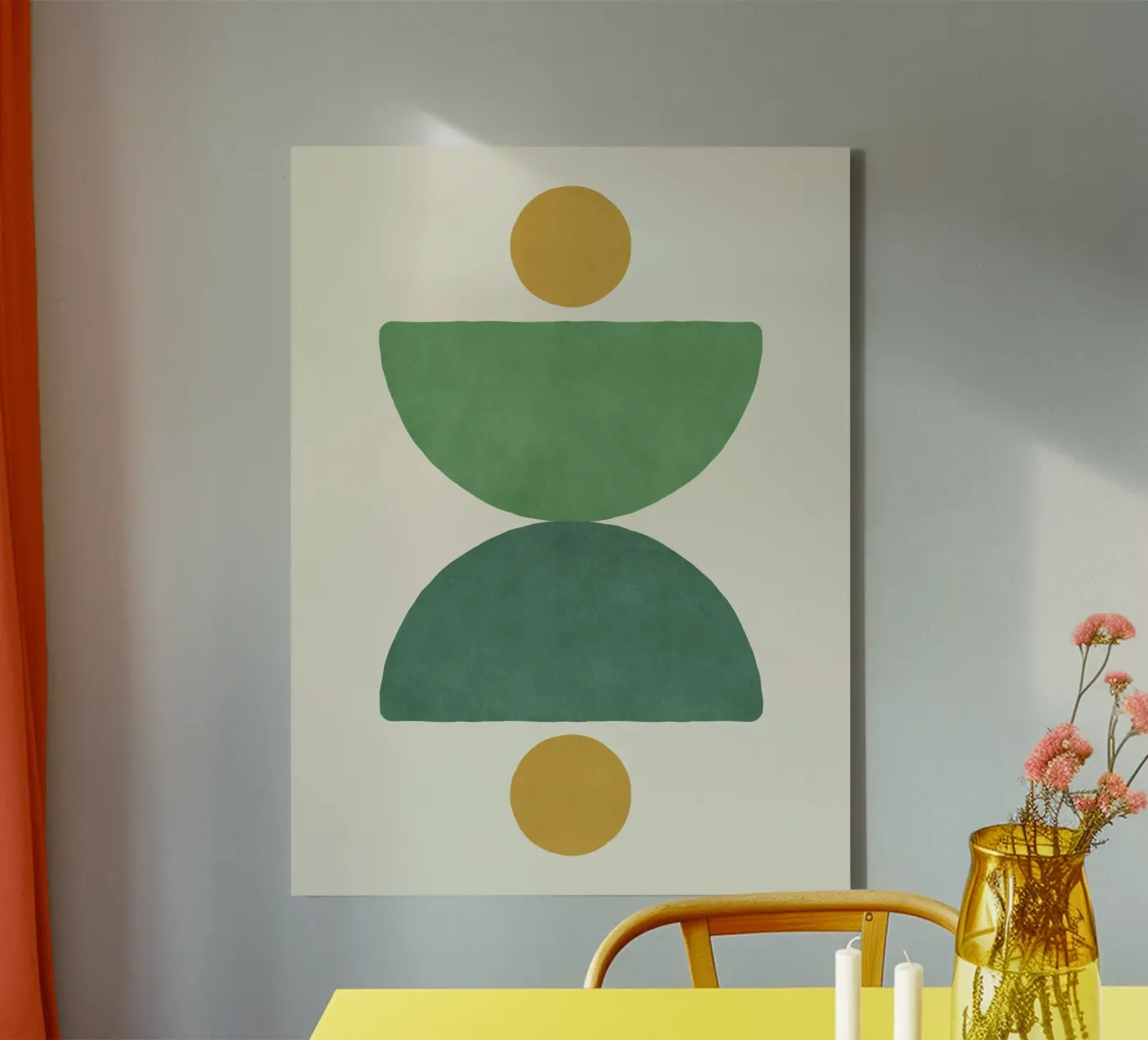 Bilancia a semicerchio - Oro verde tela con Cornice a cassetta da MoonlightPrint