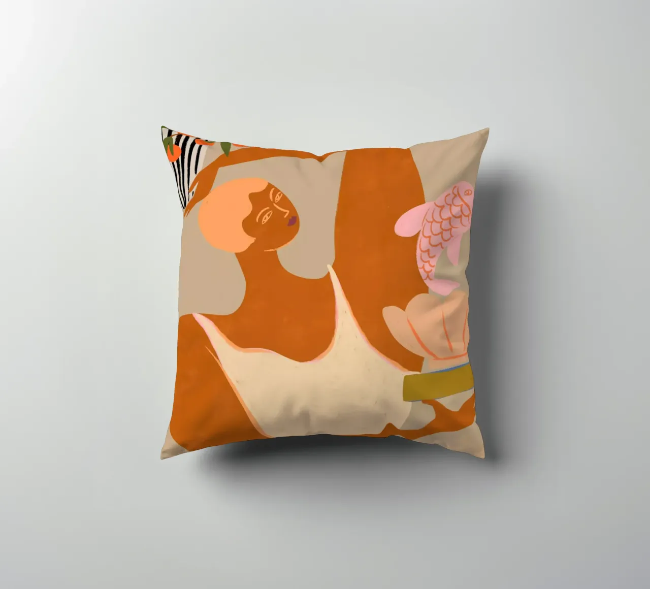 Fish and Oranges decorative cushion by Arty Guava