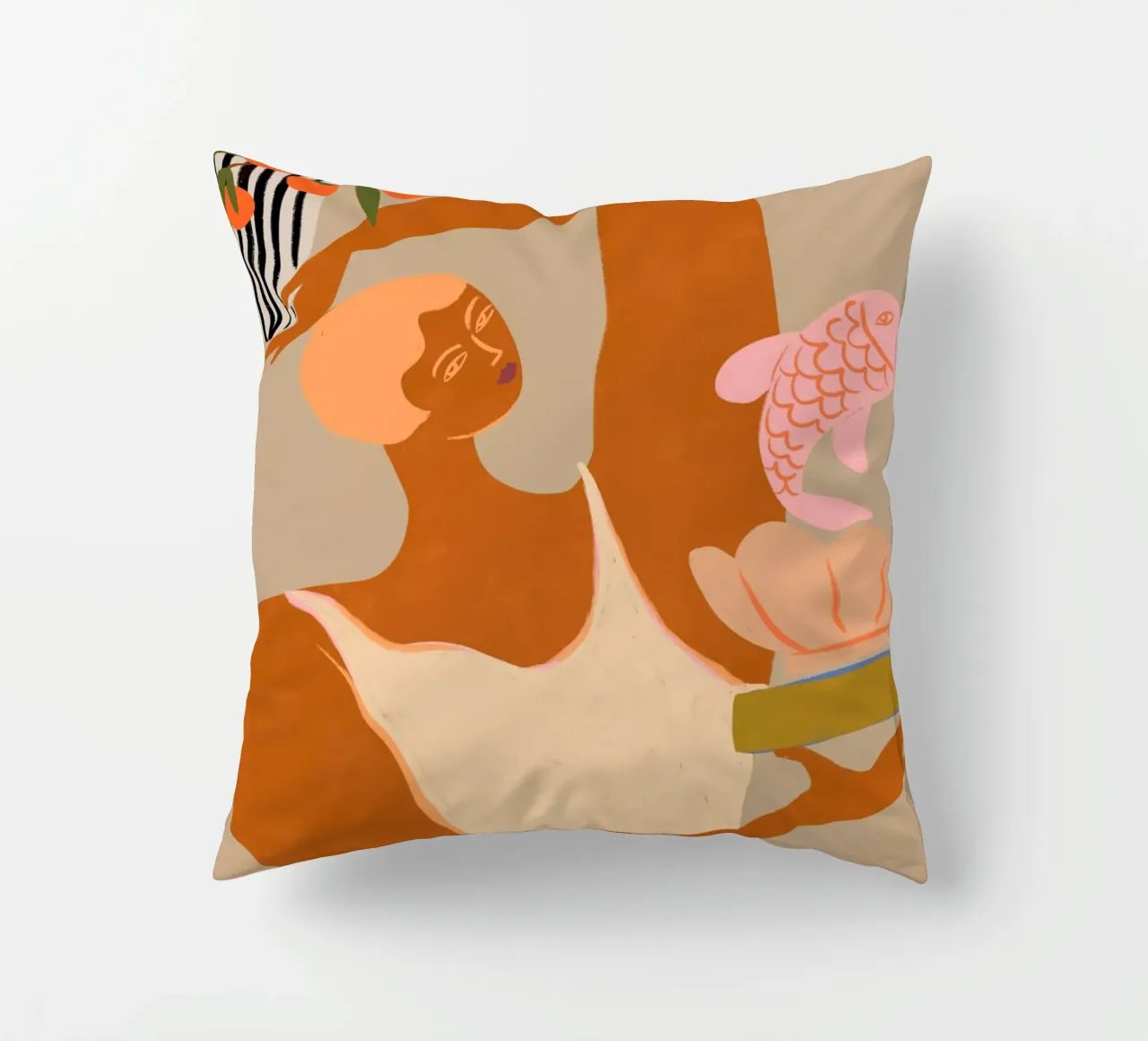 Fish and Oranges decorative cushion by Arty Guava