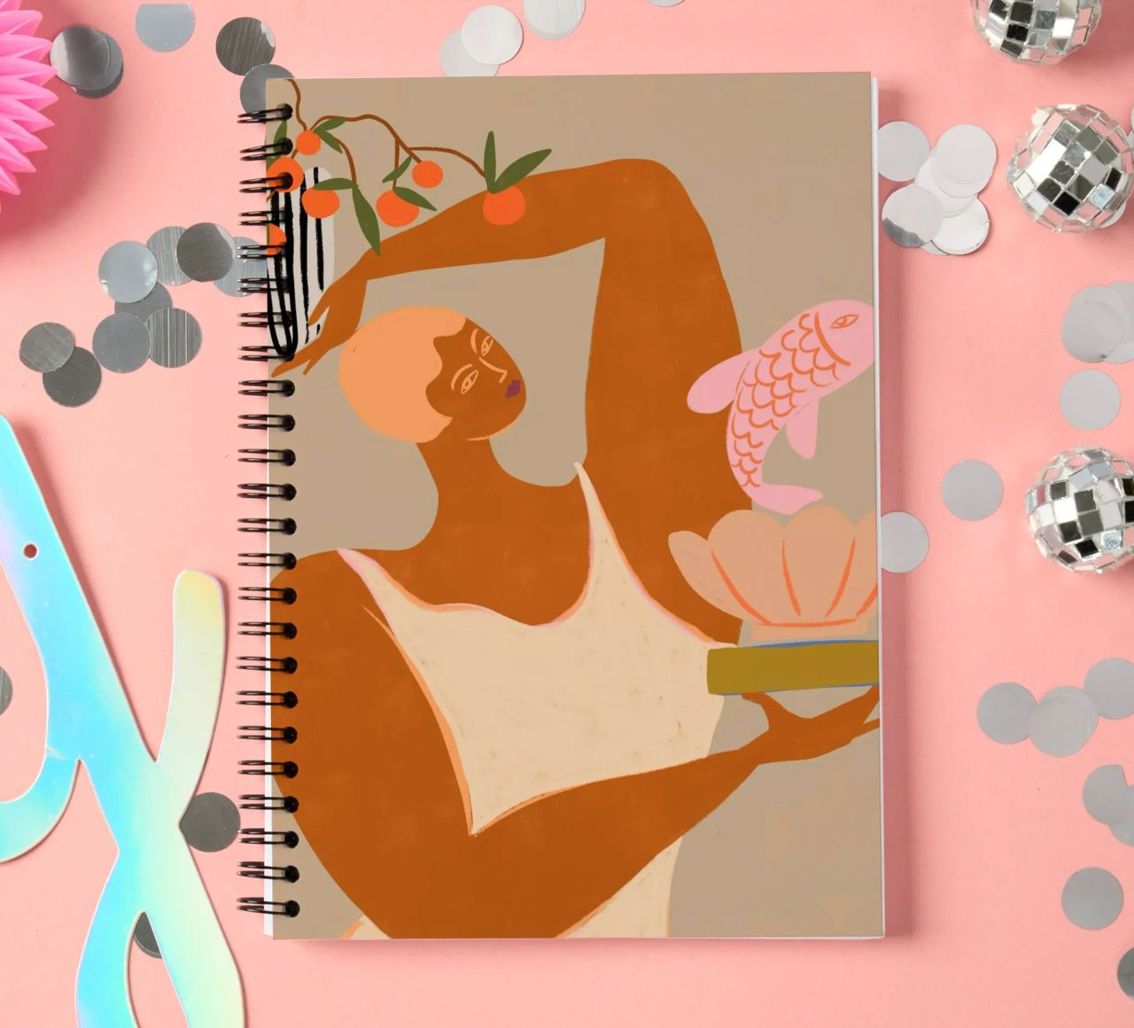 Fish and Oranges spiral notebook by Arty Guava