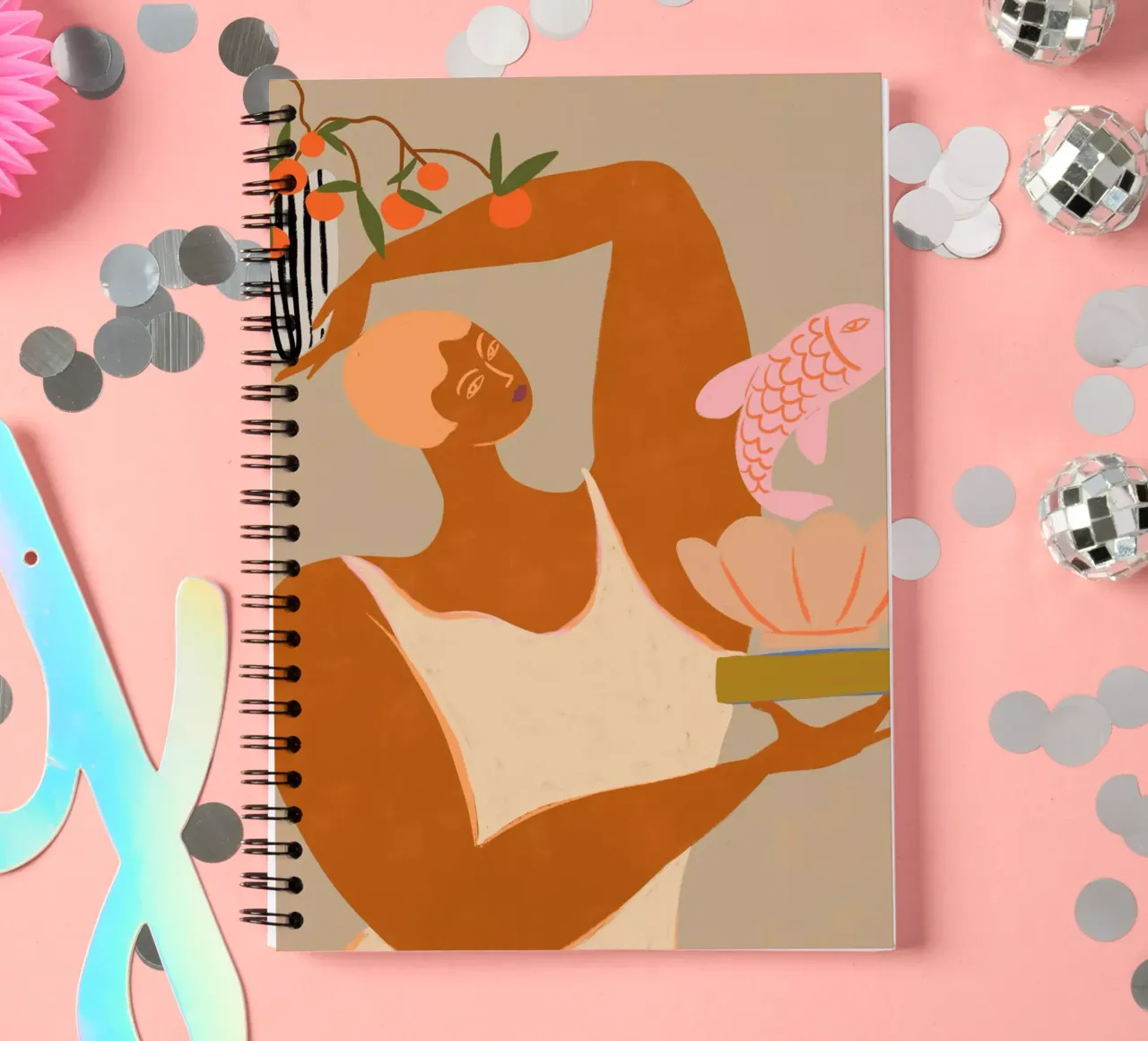 Fish and Oranges spiral notebook by Arty Guava