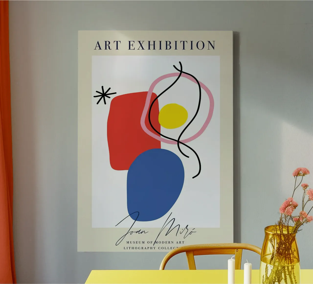 Joan Miro Kunstwerk Afdrukbare Poster canvas met Baklijst van phillipp veisenberg